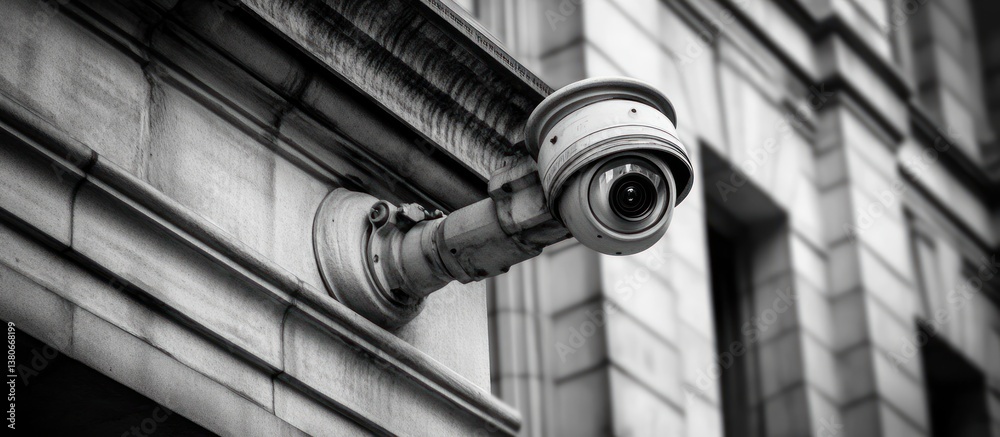 Naklejka premium City building exterior security camera surveillance