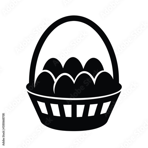 Easter basket with eggs vector silhouette