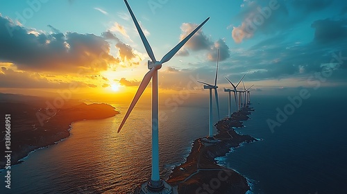 Futuristic wind sunset powered high resolution picture