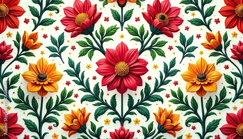 Wallpaper Mural Intricate floral design, repeating seamlessly , vector, surface Torontodigital.ca