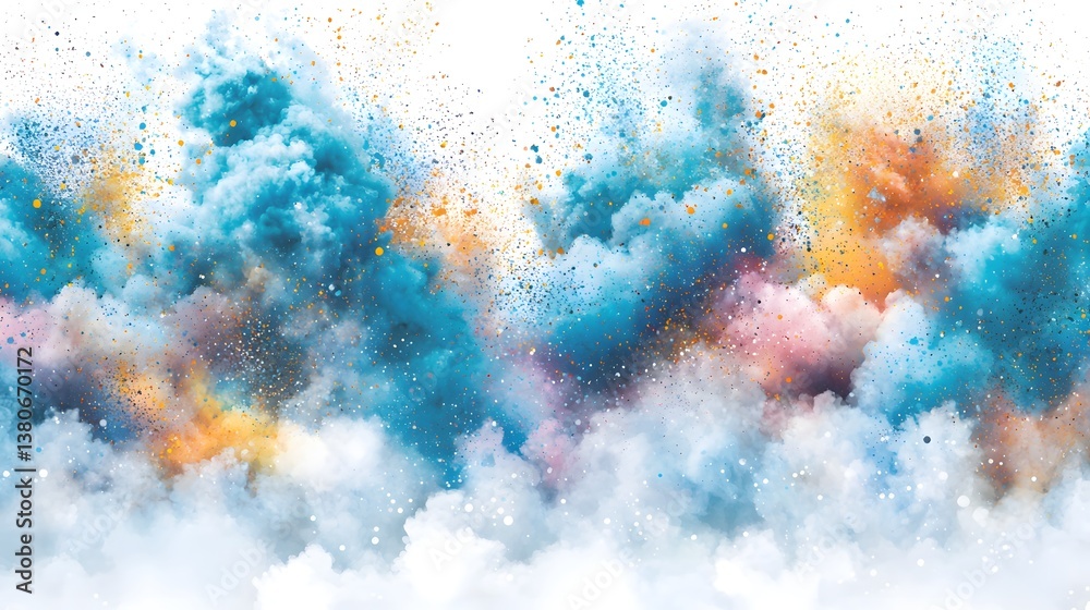 Fototapeta premium Vibrant Abstract Clouds with Colorful Particles Creating a Dreamlike Atmosphere