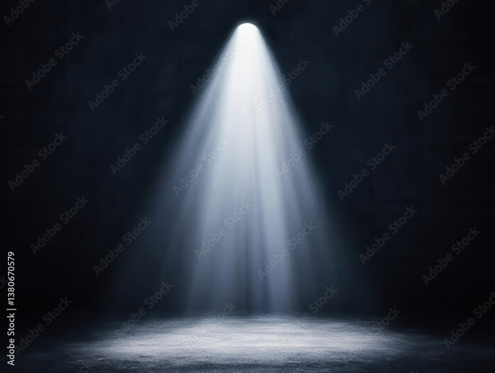 Dark Studio Background with Single Spotlight Illuminating Surface Dark Studio Background with Single Spotlight Illuminating Surface