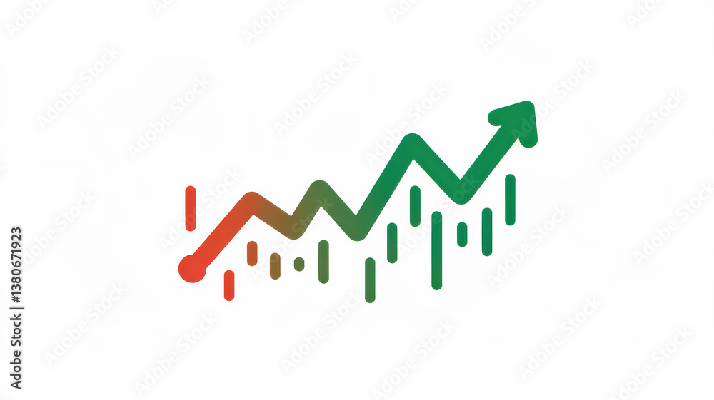 Minimalist icon of a volatile financial line chart in red and green, symbolizing market fluctuation and trading activity Minimalist icon of a volatile financial line chart in red and green, symbolizing market fluctuation and trading activity