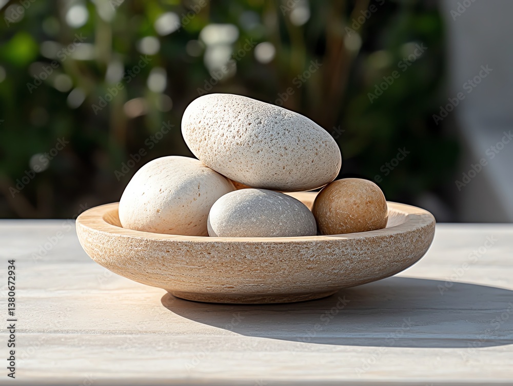 A serene arrangement of vitamins in a zen rock garden scene