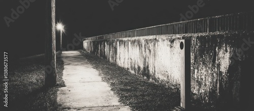 Nighttime alley, wall, path, light, urban, mystery, film noir