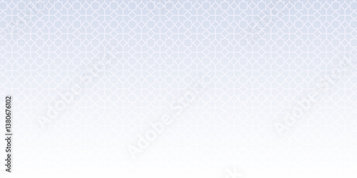 Elegant geometric background with an Islamic-inspired pattern, featuring a subtle gradient effect from white to soft blue.