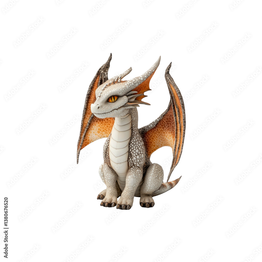 Fototapeta premium Adorable Baby Dragon Figurine, Fantasy Creature Statue, Mythical Beast Ornament