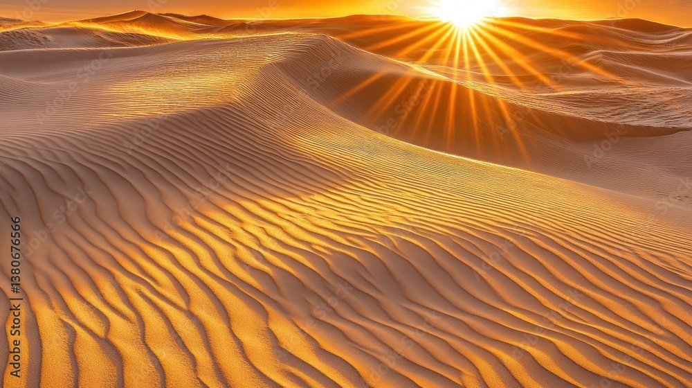 Naklejka premium Golden Sunset on Desert Dunes