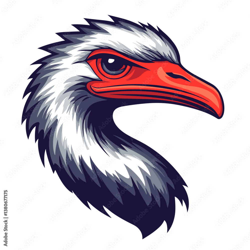 Esports vector logo featuring a side view of an ostrich head design for gaming brand identity