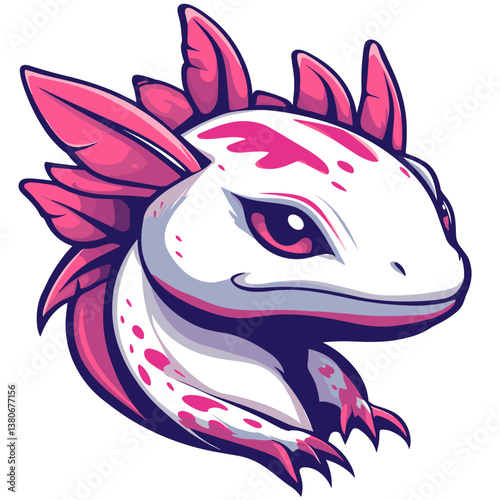 Esports vector logo featuring a stylized side view of an axolotl with vibrant colors and dynamic design elements