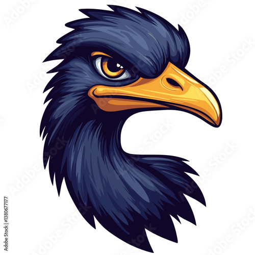 Esports logo featuring a side view head of an ostrich designed in a modern vector style showcasing sharp details and vibrant colors