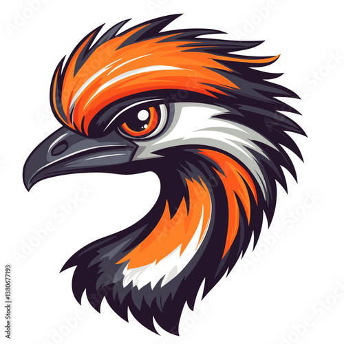 Ostrich head esports logo design featuring dynamic colors and modern vector graphics