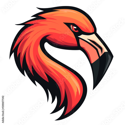 Flamingo esports vector logo showcasing a dynamic side view of a flamingo head with a bold design ideal for gaming teams and tournaments