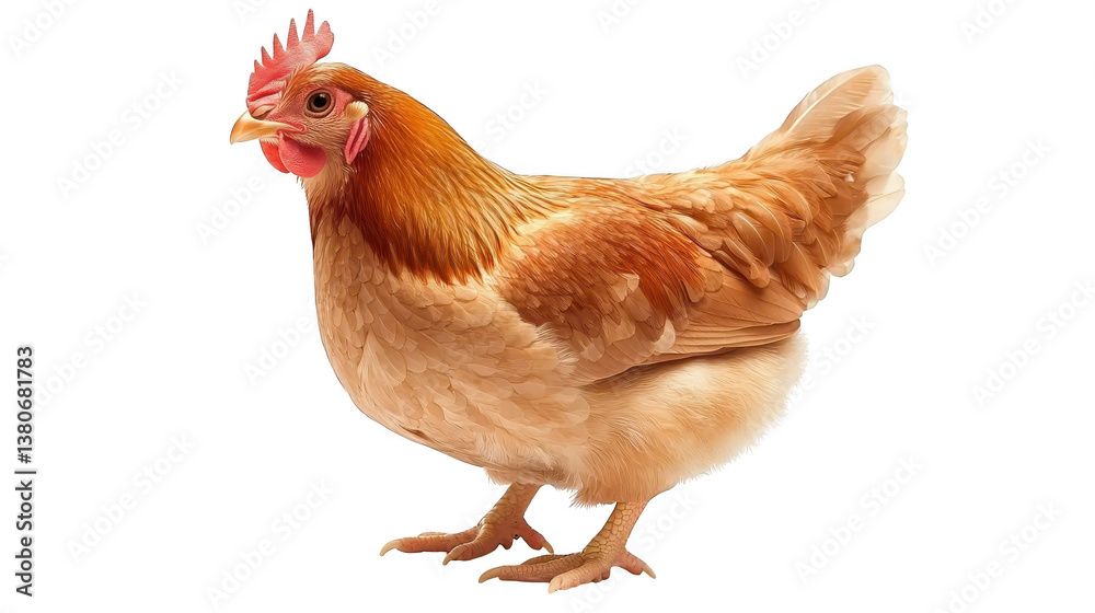 Fototapeta premium Isolated chicken on black background, studio portrait of a domestic fowl
