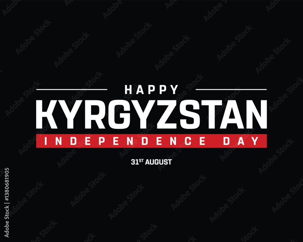 Fototapeta premium Kyrgyzstan Independence Day on a black background, Vector design of Independence Day of Kyrgyzstan, Typographic Design of Kyrgyzstan National Day, Flag typography of Kyrgyzstan