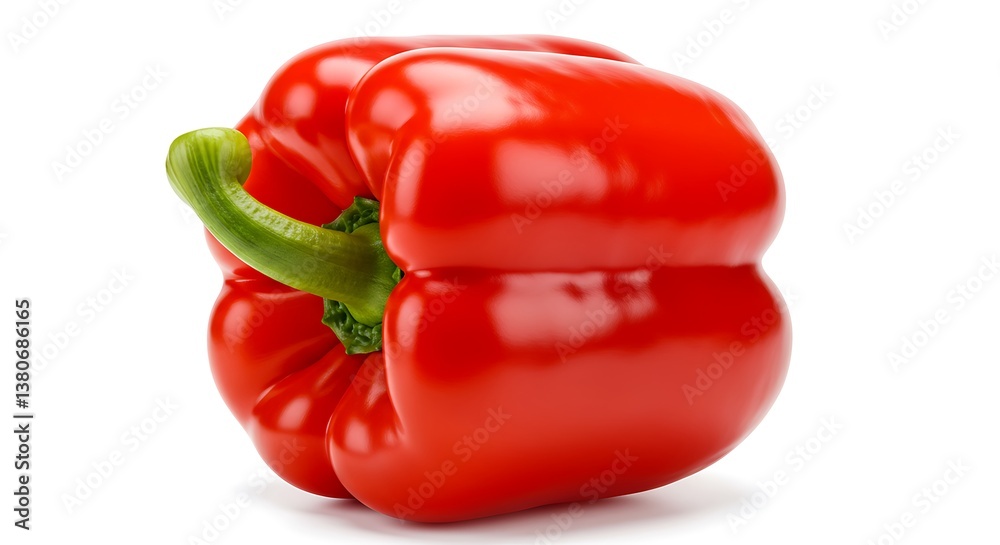 Single Red Bell Pepper, Fresh Vegetable, Isolated on White AI Generated Single Red Bell Pepper, Fresh Vegetable, Isolated on White AI Generated