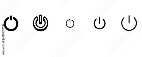 Power button. ON and OFF set icons. Vector black and flat icon, energy sing symbol, Power switch, electricity turn on off, icon, sticker, badge. Editable vector icon set
