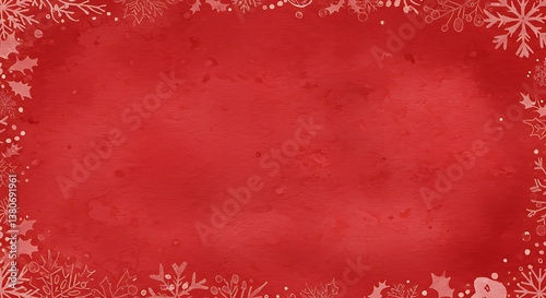 Crimson Winter's Embrace A Festive Red Huescape Winter Wonderland Frame Red Holiday Design Snowy Delights Border Christmas Red Texture Frosted Festive Border AI Generated
