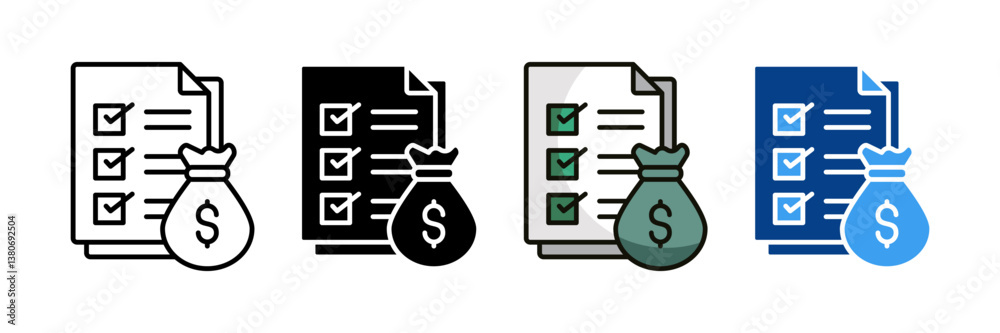 Budget Planning Icon Set Multiple Style Collection Budget Planning Icon Set Multiple Style Collection