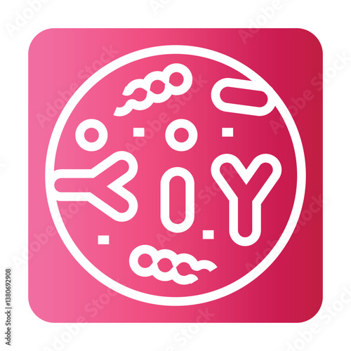 Gut microbiome black line icon for digital and print projects. Microscopic probiotics.