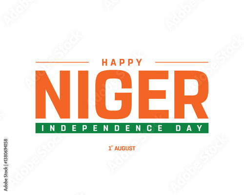 Niger Independence Day on a white background, Vector design of Independence Day of Niger, Typographic Design of Niger National Day, Flag typography of Niger