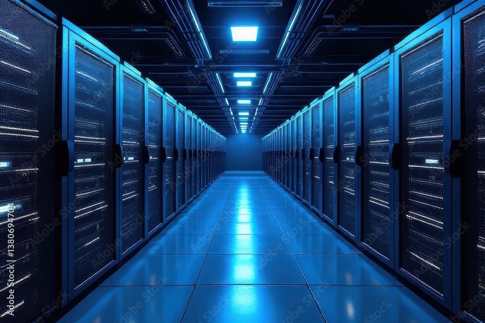 Fototapeta premium Cryptocurrency Mining Server Infrastructure