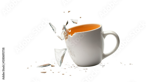 Broken coffee cup, a study in fragility and the ephemeral nature of everyday objects