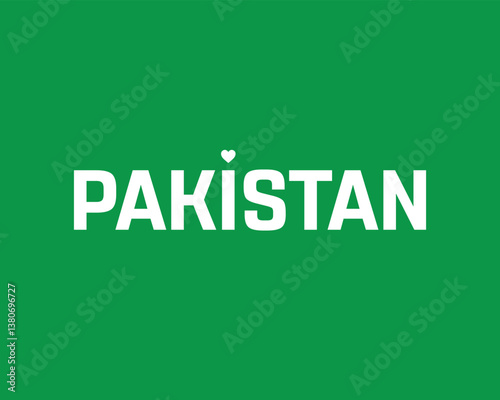 I love Pakistan, I love Pakistan typographic design with flag typography and heart on green background, Vector design of I love Pakistan, Pakistan National Day Design