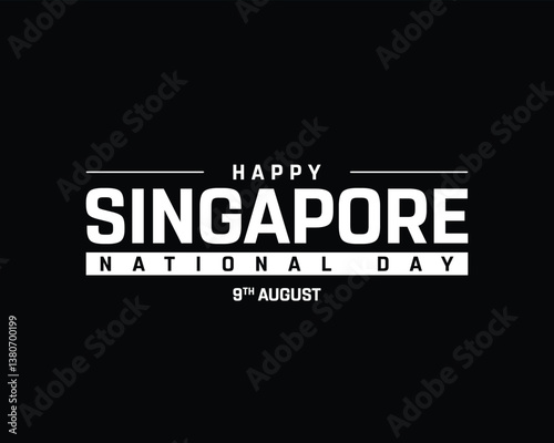 Happy Singapore Independence Day on a black background, Vector design of Independence Day of Singapore, Typographic Design of Singapore National Day, Flag typography of Singapore