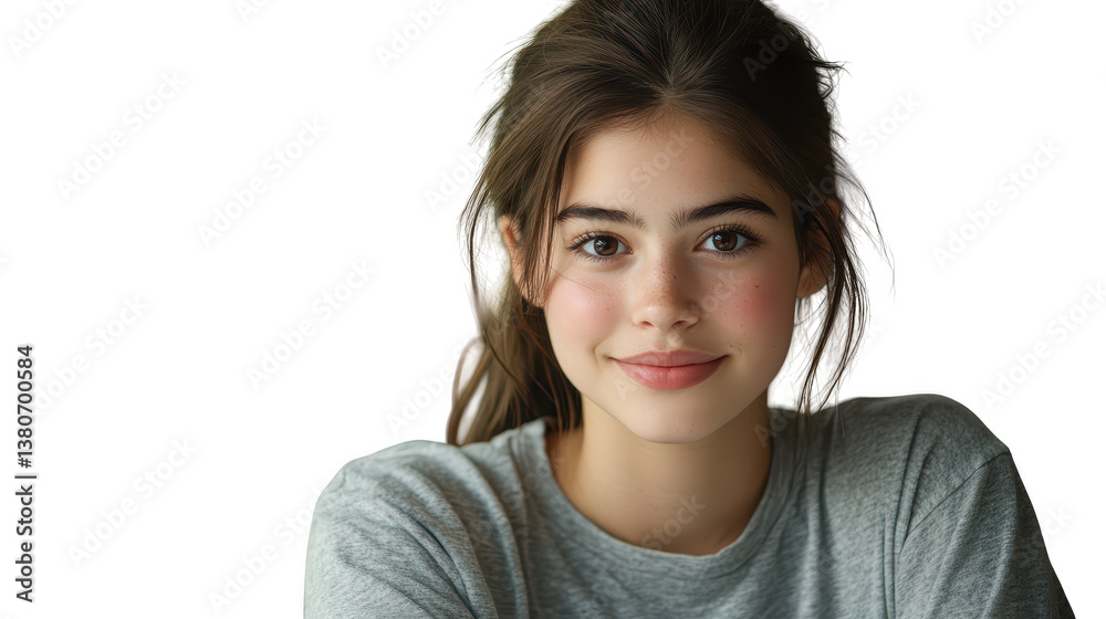 Beautiful girl with flower in her hair, a portrait of natural beauty and serenity