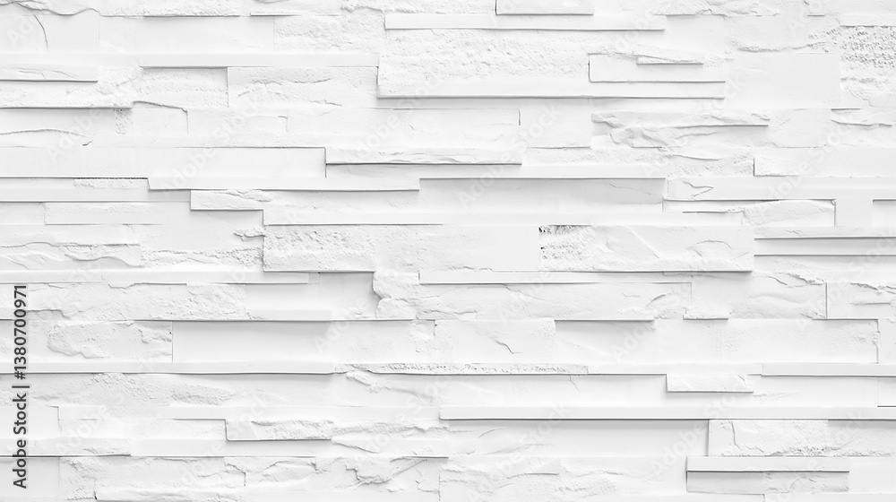 Seamless texture of white decorative stacked stone, natural stone cladding white brick wall texture showcasing an aged, rustic appearance ideal for background
