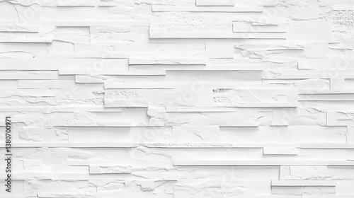 Obraz na płótnie Seamless texture of white decorative stacked stone, natural stone cladding white brick wall texture showcasing an aged, rustic appearance ideal for background
w salonie