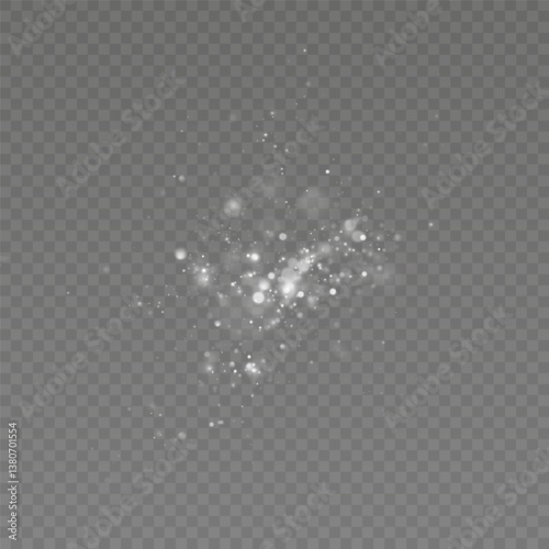 
Shimmering bokeh lights. Bright dust particles. Explosion of glowing powder particles