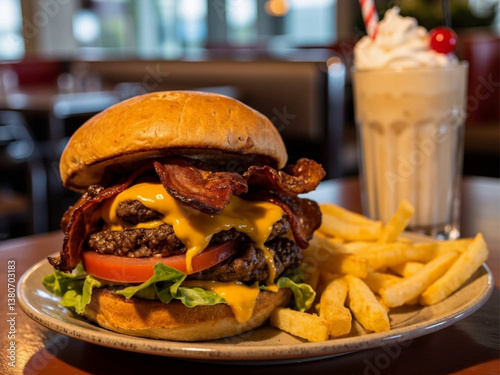 burger and fries