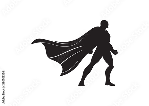 Superhero silhouette black color isolated on white background Vector