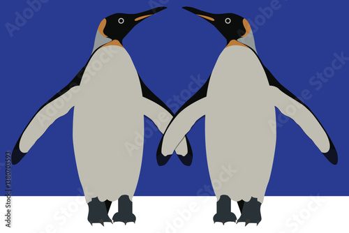  happy Emperor Penguin as Aquatic Flightless Bird with Flippers Standing Vector Illustration funy male female
