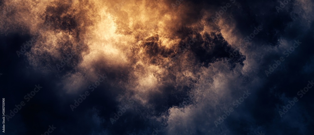 A dark sky with a few clouds and a bright orange sun A dark sky with a few clouds and a bright orange sun