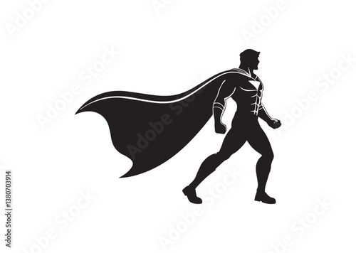 Superhero silhouette black color isolated on white background Vector