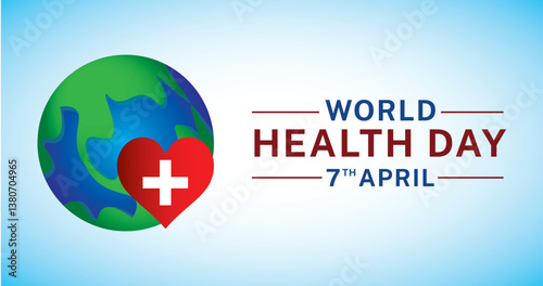 World Health Day is a global health awareness day celebrated every year on 7th April. Vector illustration design with blue and wight background		