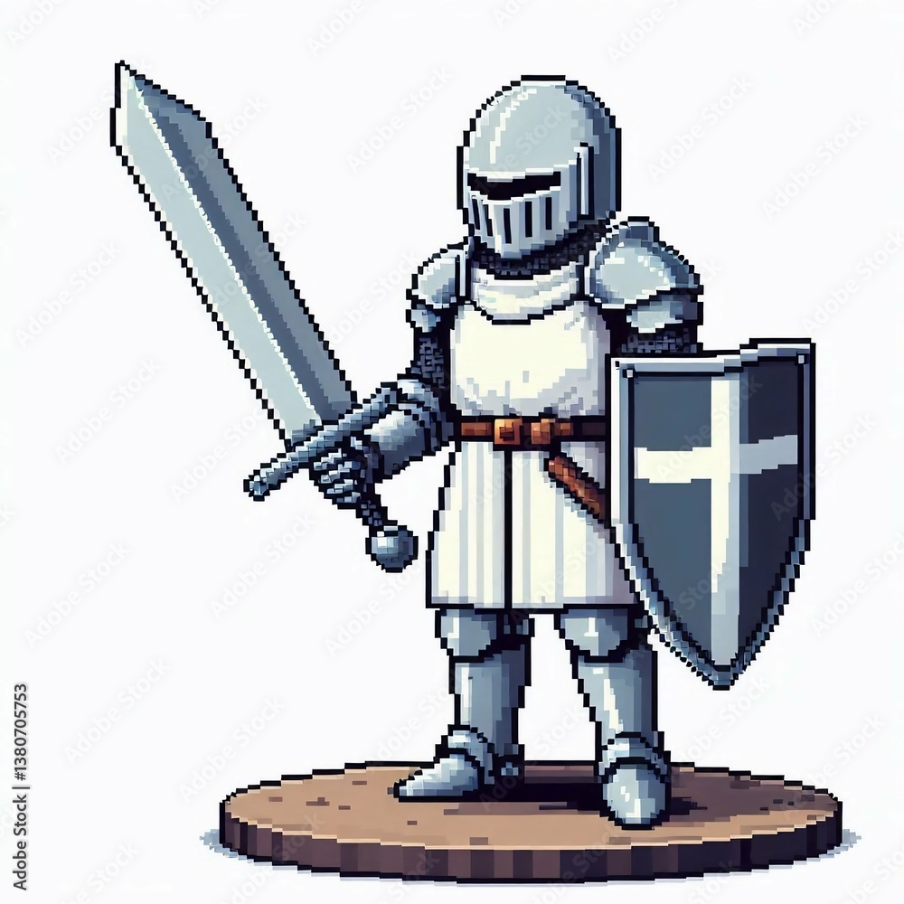 Naklejka premium Pixelated Knight in Armor Suitable for Marketing Material