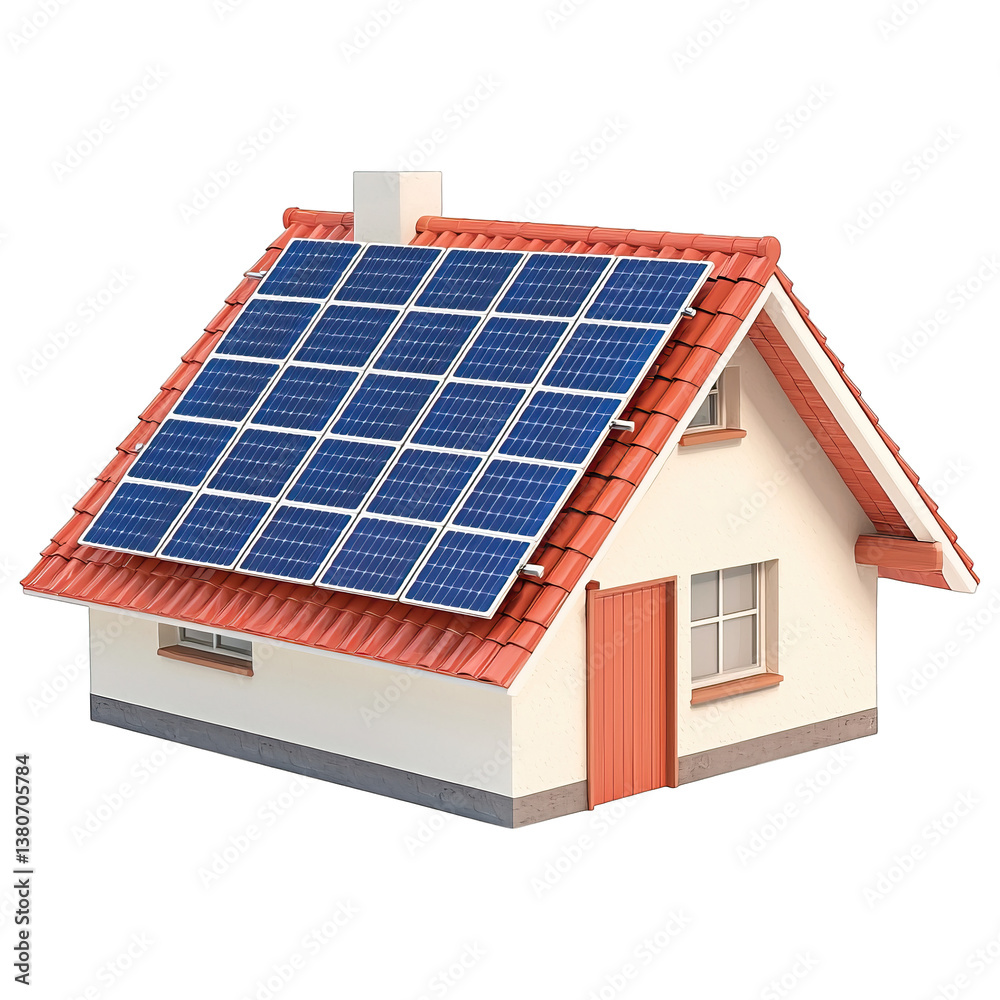 Fototapeta premium modern home featuring solar rooftop installation, showcasing renewable energy technology and sustainable living