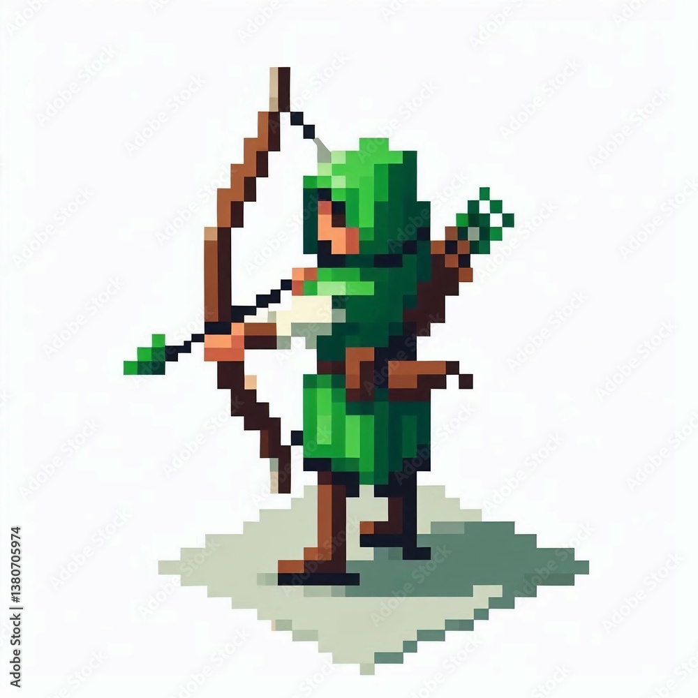 Fototapeta premium Pixelated Green Archer suitable for art exhibition