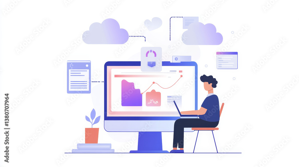 IoT, Internet of Things, digital software technology, metaverse, Ai Artificial Intelligence, data transfer, cloud computing and digital marketing concept. Man using smartphone and laptop computer IoT, Internet of Things, digital software technology, metaverse, Ai Artificial Intelligence, data transfer, cloud computing and digital marketing concept. Man using smartphone and laptop computer