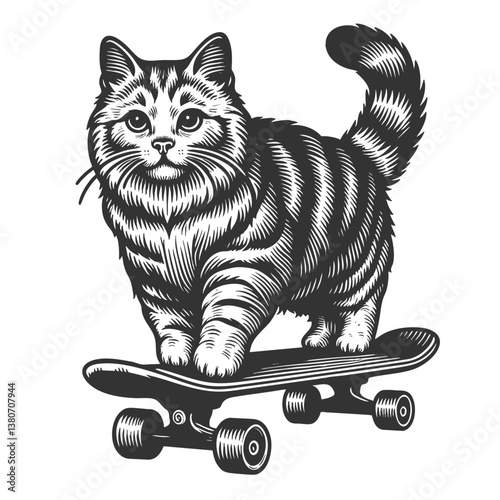 Skateboarding Cat vector illustration
