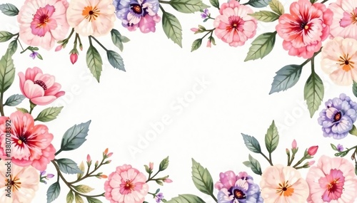 Subtle watercolor floral motif, pastel hues, endless repeat, repeat, summer