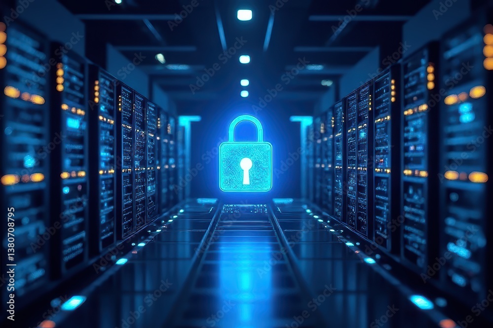 Fototapeta premium Secure Data Storage - Encrypted Hosting Solutions: New Era of Protection