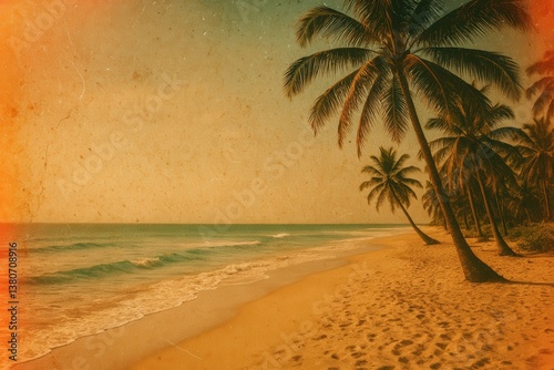 Wide View of Tropical Beach With Retro Film Look


