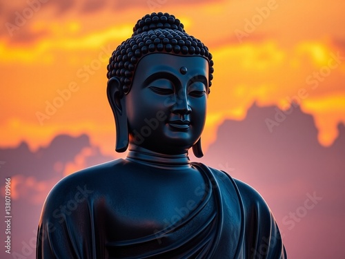 buddha statue at sunset