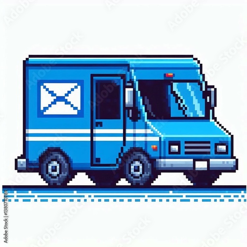 Pixelated Mail Truck suitable for editorial use
