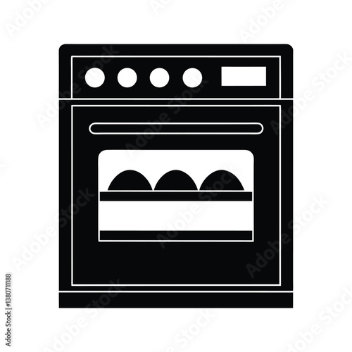 Oven vector Silhouette isolated on a white background.